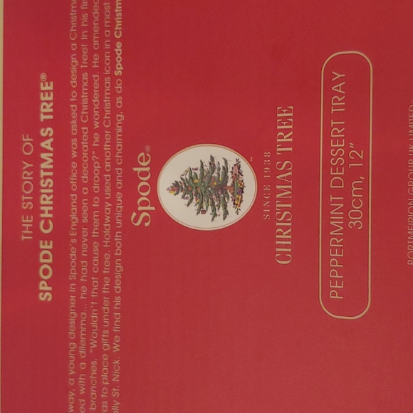 SPODE Christmas Tree Peppermint 12" Dessert Snack Tray. Fine Porcelain - Picture 9 of 10